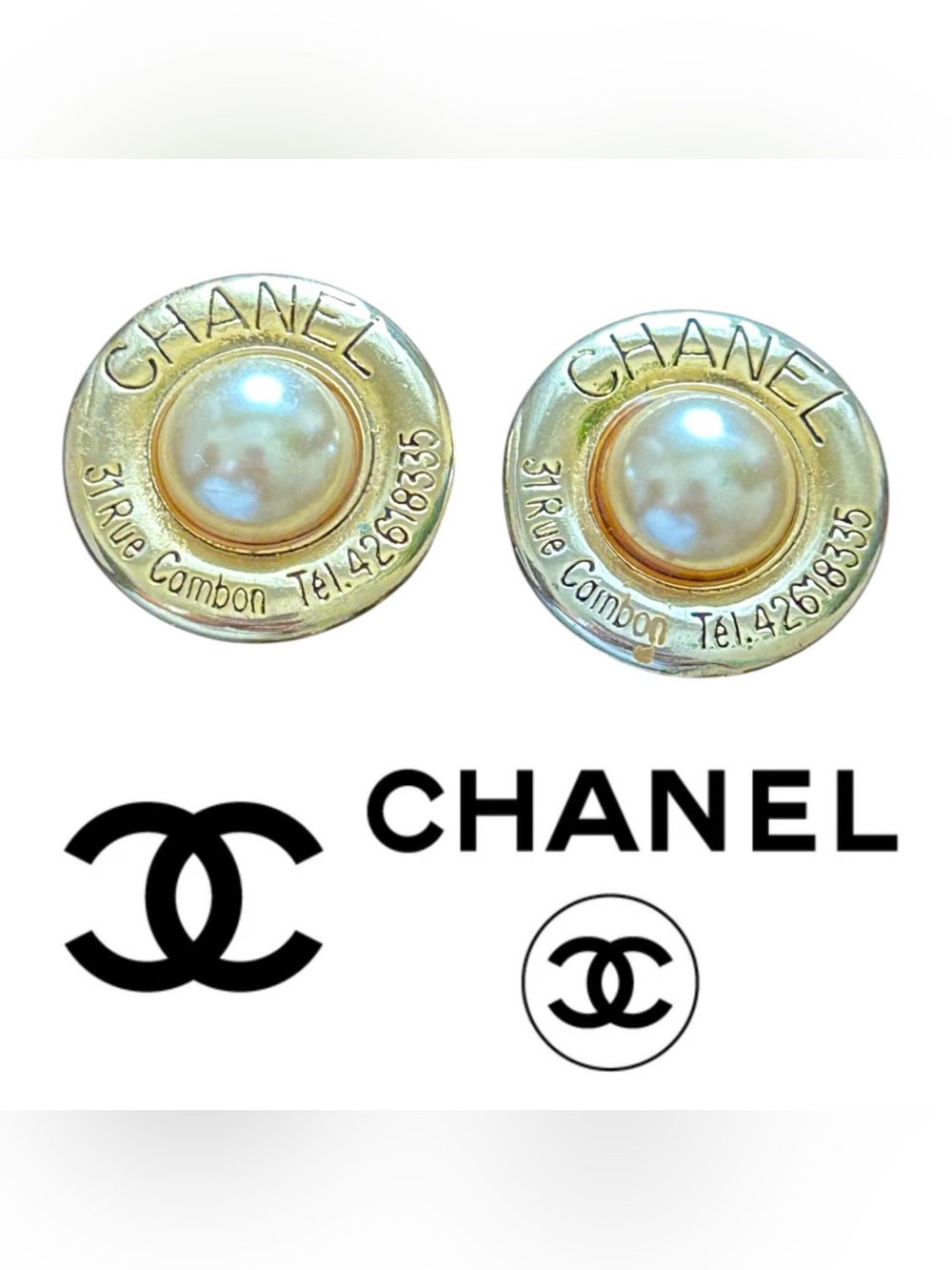 CHANEL Vintage Pearl Clip on Earrings